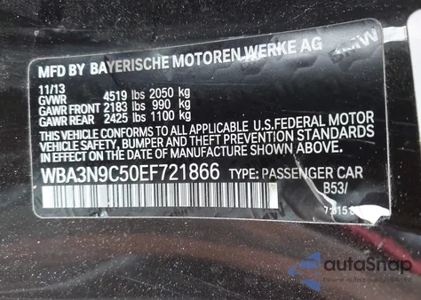 2014 BMW 428I xDrive из США, поврежденный, VIN WBA3N9C50EF721866